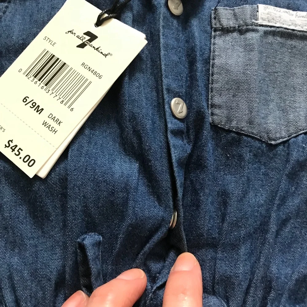 NWT 7FAM infant denim romper